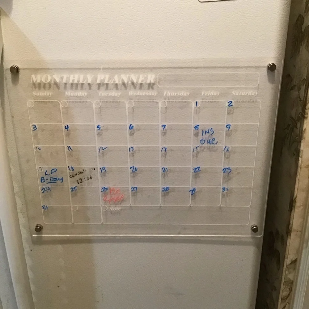 Clear Acrylic Monthly Planner for Home Office